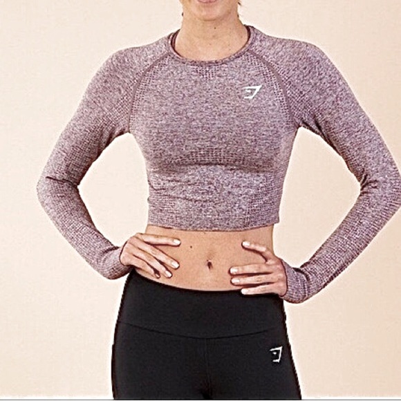 Gymshark Tops - GYMSHARK Vital Seamless 2.0 Long Sleeve Crop Heathered Purple